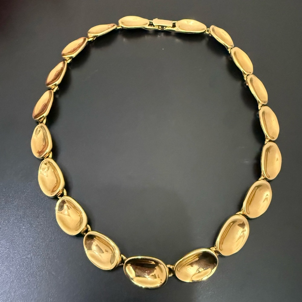 Vintage Unsigned Gold-tone Concave Oval Link Chain 16” Necklace 53g.